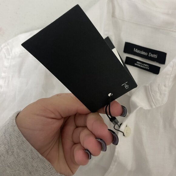 Massimo Dutti Mens Shirt Button Up S Small White Linen Long Sleeve 0175/722 NWT - Picture 7 of 16